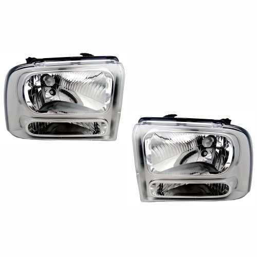 Par de Farol Ford F250 F350 F4000 2007 Até 2011 Máscara Cromada