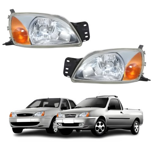 Par de Farol Ford Fiesta 2000 Até 2002 Courier 2000 Até 2012 Pisca Âmbar
