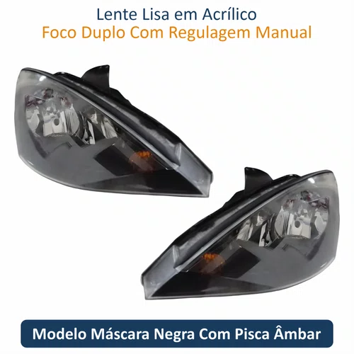 Par de Farol Ford Focus 2003 Até 2008 TYC Máscara Negra