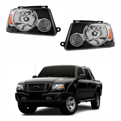 Par de Farol Ford Ranger 2005 Até 2009 Máscara Negra