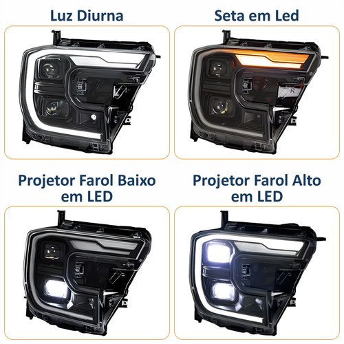 Par de Farol Ford Ranger Raptor 2024 2025 Full Led Com Projetor Com Reator