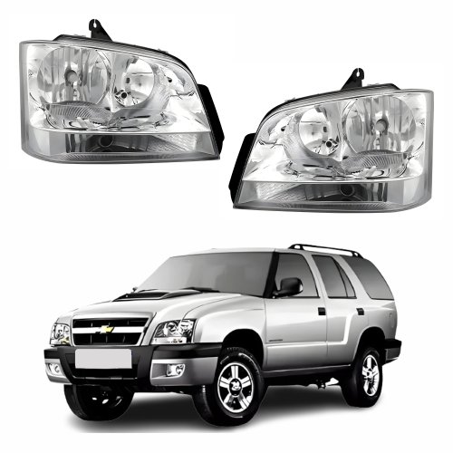 Par de Farol GM Blazer 2001 Até 2011 Foco Duplo Pisca Cristal