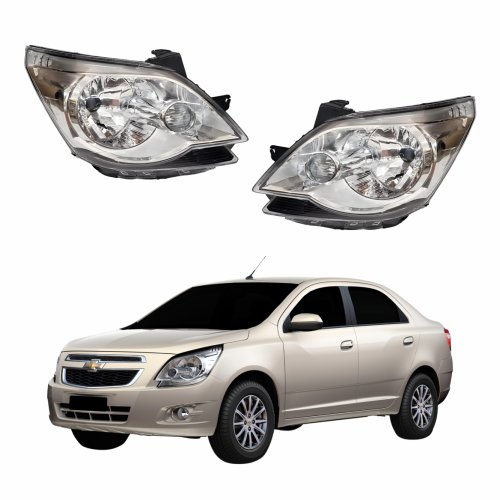 Par de Farol Gm Cobalt 2012 Até 2015 Máscara Cromada