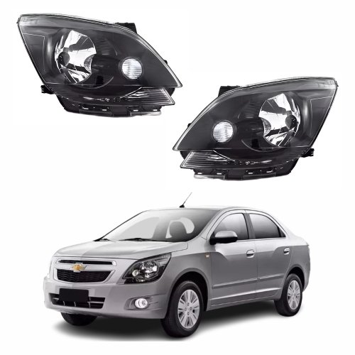 Par de Farol Gm Cobalt 2012 Até 2015 Máscara Negra