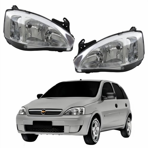 Par de Farol GM Corsa Hatch 2003 Até 2012 Original Arteb