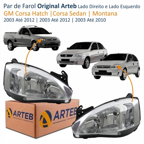 Par Faróis Chevrolet Corsa Hatch Sedan 2003 2004 2005 2006 2007 2008 2009 2010 2011 2012 Montana 2003 2004 2005 2006 2007 2008 2009 2010 Original