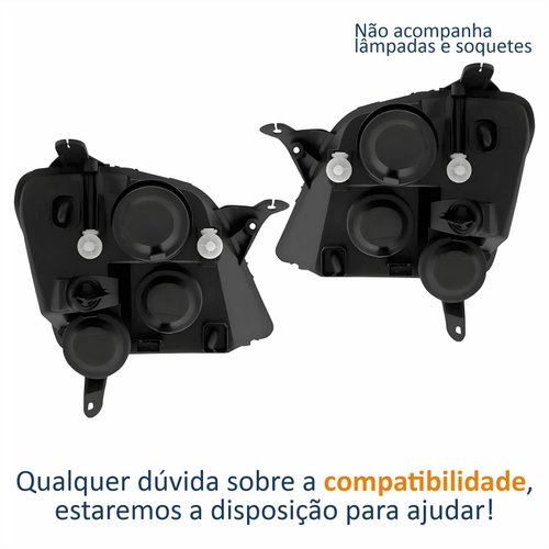 Par Farol Principal Gm Meriva 2003 Até 2012 Foco Duplo Máscara Cromada