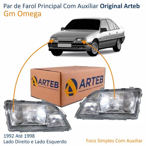 Par de Farol Gm Omega 1992 Até 1998 Original Arteb Com Auxiliar
