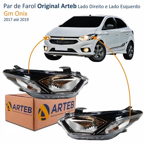 Par de Farol Gm Onix 2017 Até 2019 Original Arteb Com LED
