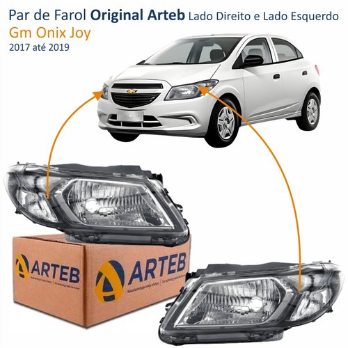 Par de Farol Gm Onix Joy 2017 até 2019 Original Arteb Fumê