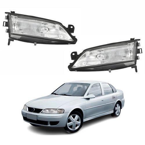 Par de Farol Gm Vectra 1997 Até 1999 Máscara Cromada