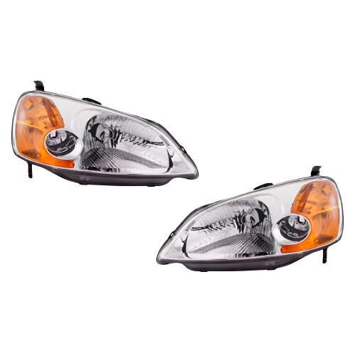 Par de Farol Honda Civic 2001 Até 2004 Com Pisca Âmbar