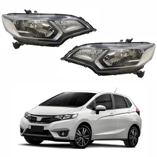 Par de Farol Honda Fit 2015 Até 2021 Cromado