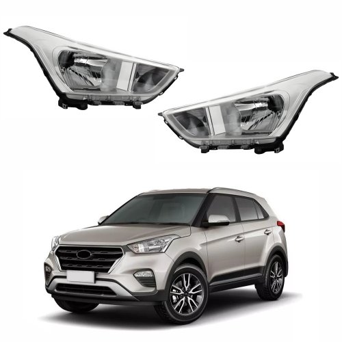 Par de Farol Hyundai Creta 2017 Até 2020 Máscara Cromada