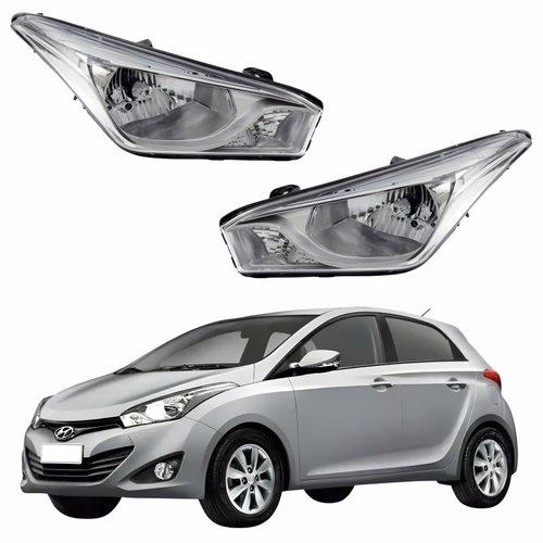 Par de Farol Hyundai Hb20 2012 Até 2019 Original Arteb Máscara Cromada