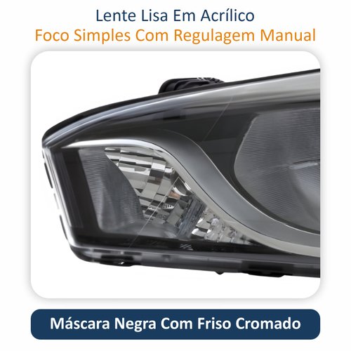 Par de Farol Hyundai HB20X Sedan 2012 Até 2016 Original Arteb Máscara Negra Com Friso Cromado