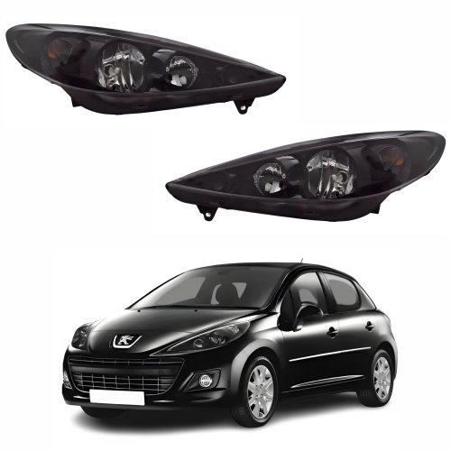 Par de Farol Peugeot 207 2009 Até 2014 Máscara Negra Par de Farol Peugeot 207 2009 Até 2014 Máscara Negra