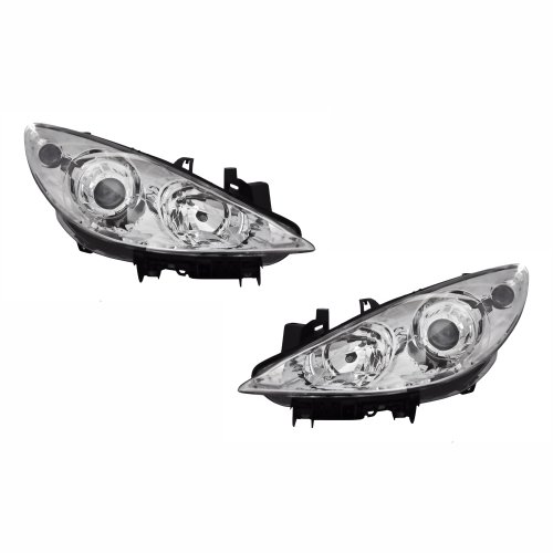 Par de Farol Peugeot 307 2007 Até 2012 Manual Cromado