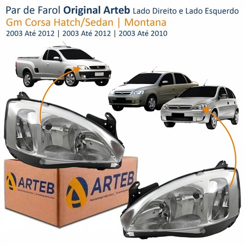 Par Faróis Principais Chevrolet Corsa 2003 2004 2005 2006 2007 2008 2009 2010 2011 2012 Montana 2003 2004 2005 2006 2007 2008 2009 2010 Original Pisca Raiado Máscara Cromada