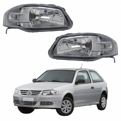 Par de Farol Principal Vw Gol G4 2005 Até 2008 Original Arteb Máscara Cinza
