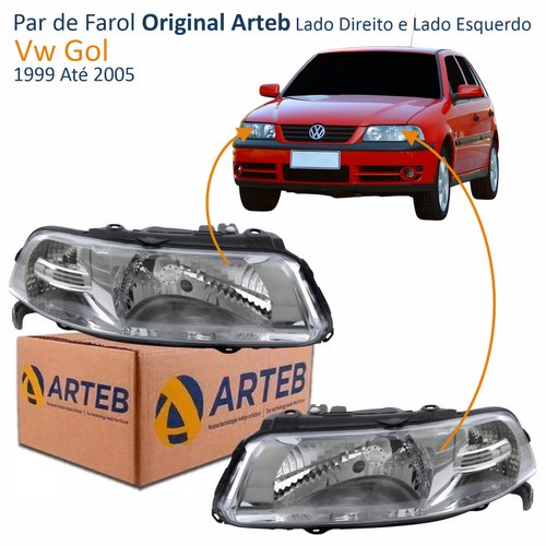 Par de Farol Principal Vw Gol 1999 Até 2005 Original Arteb