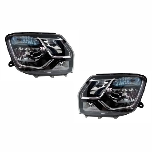 Par de Farol Renault Duster Oroch 2015 Até 2019 Cúpula Azul