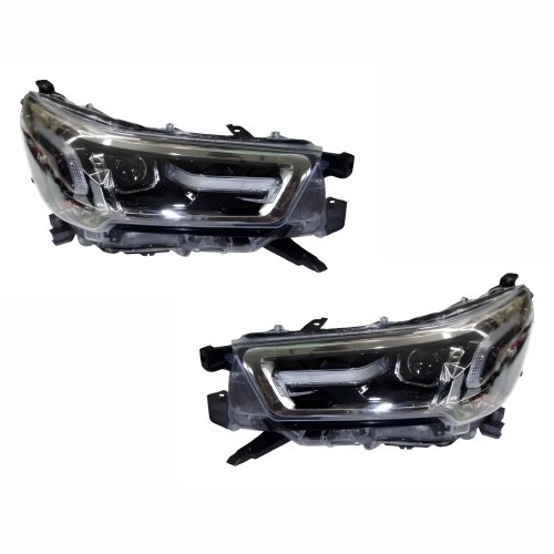 Par de Farol Toyota Hilux Srv 2021 Até 2023 Com Led Com Aro Cromado