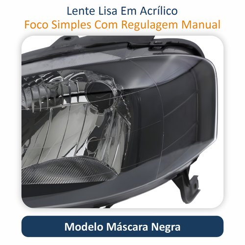 Par de Farol Vw Fox 2003 Até 2009 Máscara Negra