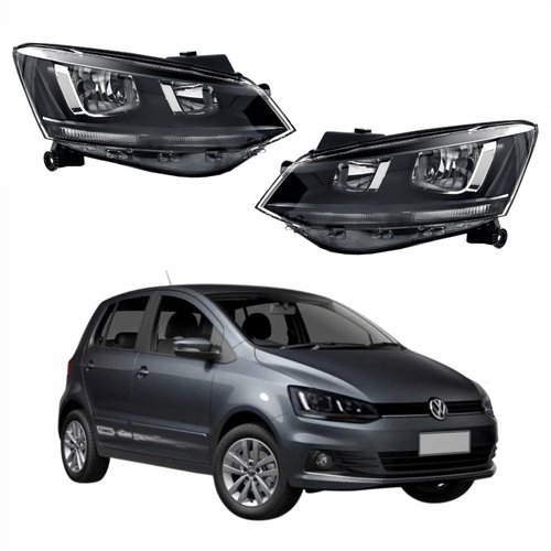 Par de Farol Vw Fox 2015 Até 2019 Original Arteb Friso Preto