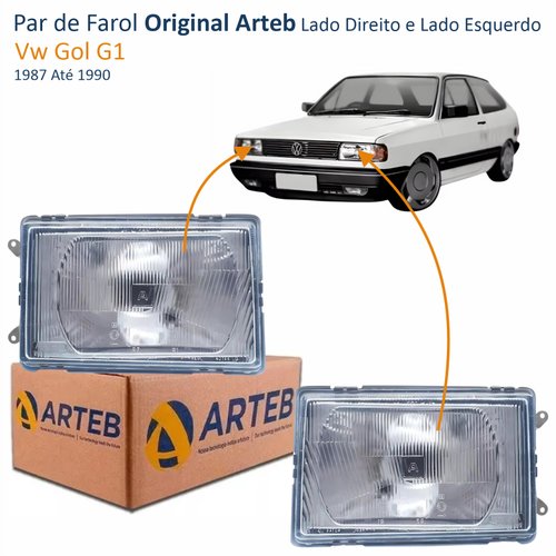 Par de Farol Vw Gol G1 1987 Até 1990 Original Arteb