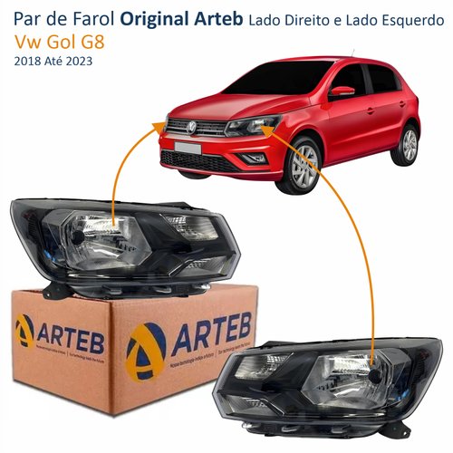 Par de Farol Vw Gol G8 2018 Até 2023 Original Arteb