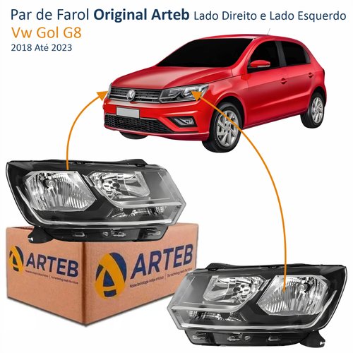 Par de Farol Vw Gol G8 2018 Até 2023 Original Arteb Foco Duplo