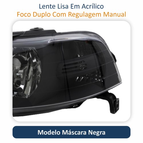 Par de Farol VW Gol Saveiro Parati G3 1999 Até 2005 Original Arteb Foco Duplo Máscara Negra