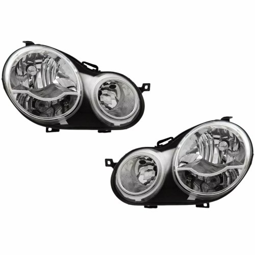 Par de Farol Vw Polo 2003 Até 2006 Foco Duplo Máscara Cromada