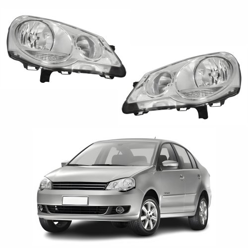 Par de Farol Vw Polo 2008 Até 2014 Cromado