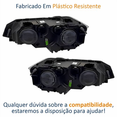 Par de Farol Vw Polo Virtus 2018 Até 2022 Original Arteb Máscara Negra Com Friso Cromado