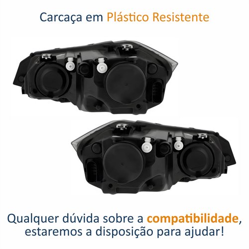 Par de Farol Vw Polo Virtus 2018 Até 2022 Original Arteb Máscara Negra Com Friso Preto