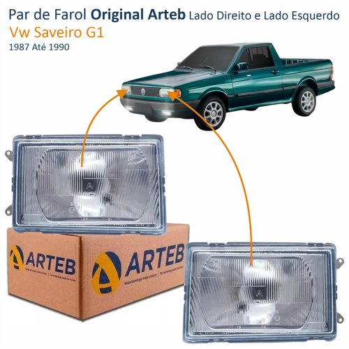 Par de Farol Vw Saveiro G1 1987 Até 1990 Original Arteb