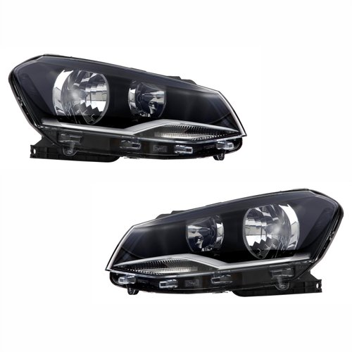 Par de Farol Vw Saveiro G6 2014 Até 2016 Foco Duplo Máscara Negra