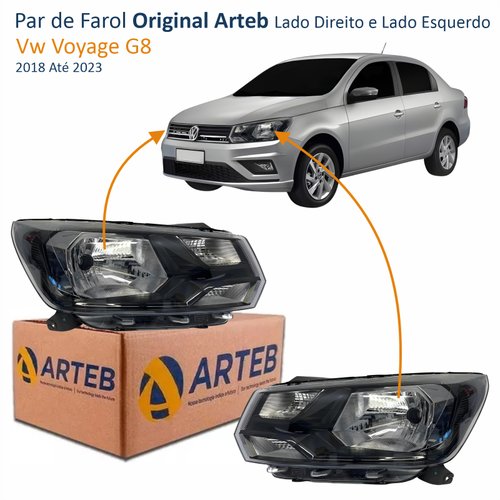 Par de Farol Vw Voyage G8 2018 Até 2023 Original Arteb