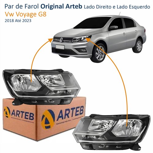 Par de Farol Vw Voyage G8 2018 Até 2023 Original Arteb Foco Duplo