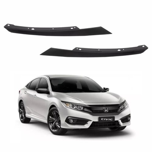 Par de Friso Farol Honda Civic 2017 até 2021 Black Piano com Suporte Black Piano