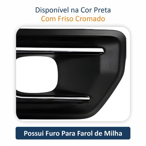 Par de Grade Parachoque Ford Ranger 2024 2025 Com Furo Com Moldura Cromada