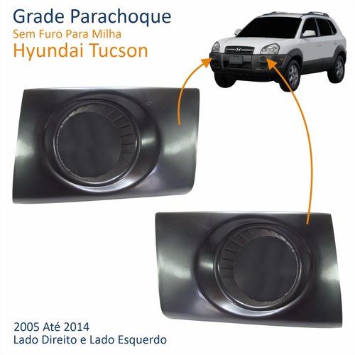 Par de Grade Parachoque Hyundai Tucson 2005 Até 2014 Sem Furo
