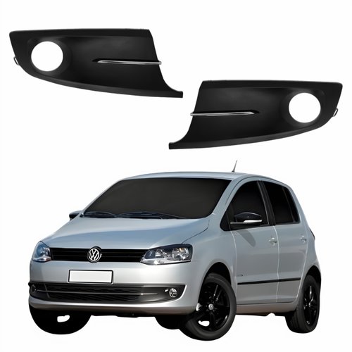 Par de Grade Parachoque Vw Fox 2011 Até 2014 Com Furo Com Friso Cromado