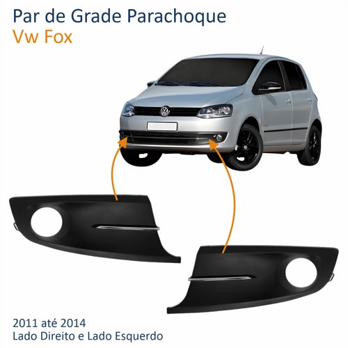 Par de Grade Parachoque Vw Fox 2011 Até 2014 Com Furo Com Friso Cromado