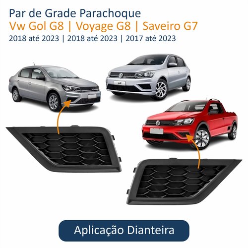 Par de Grade Parachoque Vw Gol Voyage G8 2018 Até 2023 Saveiro G7 2017 Até 2023 Sem Furo
