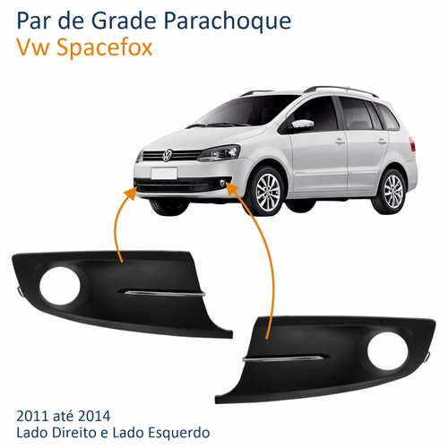 Par de Grade Parachoque Vw Spacefox 2011 Até 2014 Com Furo Com Friso Cromado