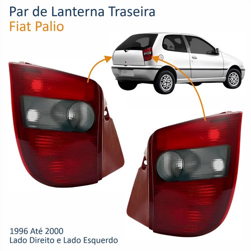 Par de Lanterna Fiat Palio 1996 Até 2000 Fumê