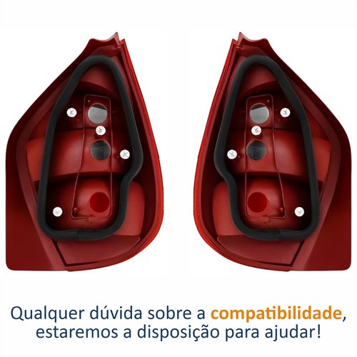 Par de Lanterna Fiat Palio G2 2001 Até 2004 Fumê Carcaça Vermelha